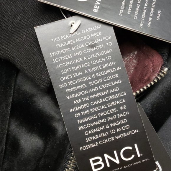 NWT BNCI Reversible Bomber Jacket Black & Burgundy Sz M - Picture 14 of 16